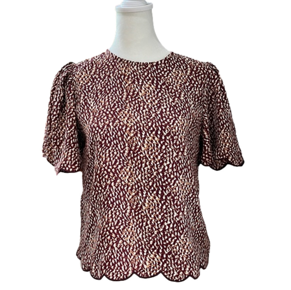 EXPRESS XS Blouse with Scalloped Edges and Flutter Sleeves